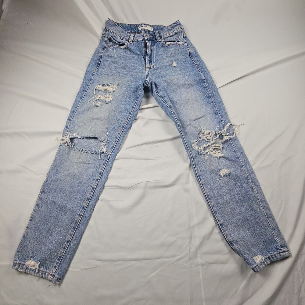 Distressed Mom Jeans by Garage Denim 0 24 Light Wash Ripped High Rise Y2K
